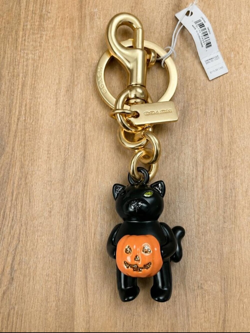 Coach Gold Black Cat & Orange Pumpkin Purse Charm - Picture 1 of 4